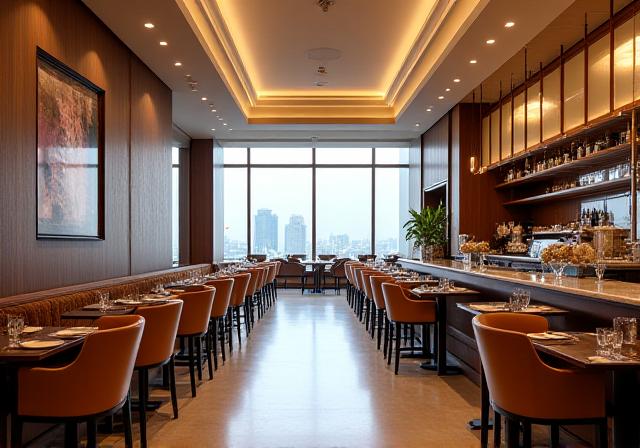 Wide shot of the elegant interior of Marina Mocha